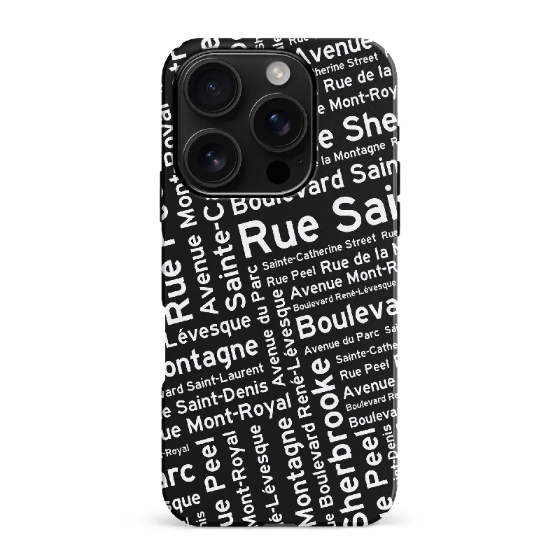 Montreal Street Names Canadiana Phone Case - Black